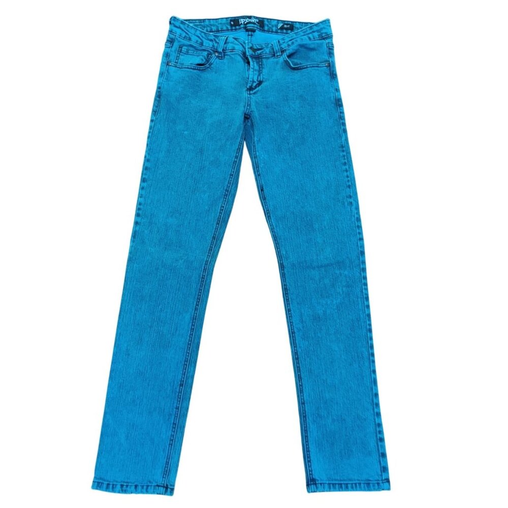 Lip Service Juniors Jeans Denim Skinny Jeans Turquoise Blue Acid Wash Punk Sz 11